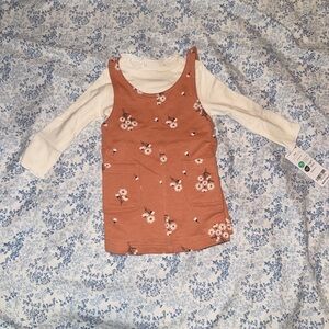 Floral Baby Jumper Dress - Cream and Peach